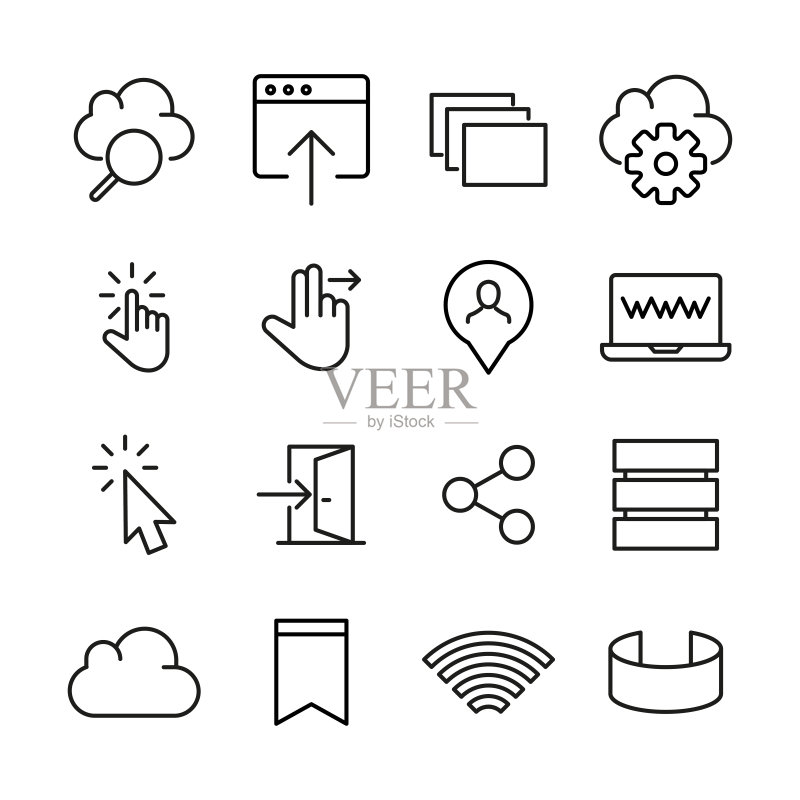 现代简约Web细线图标集图标素材