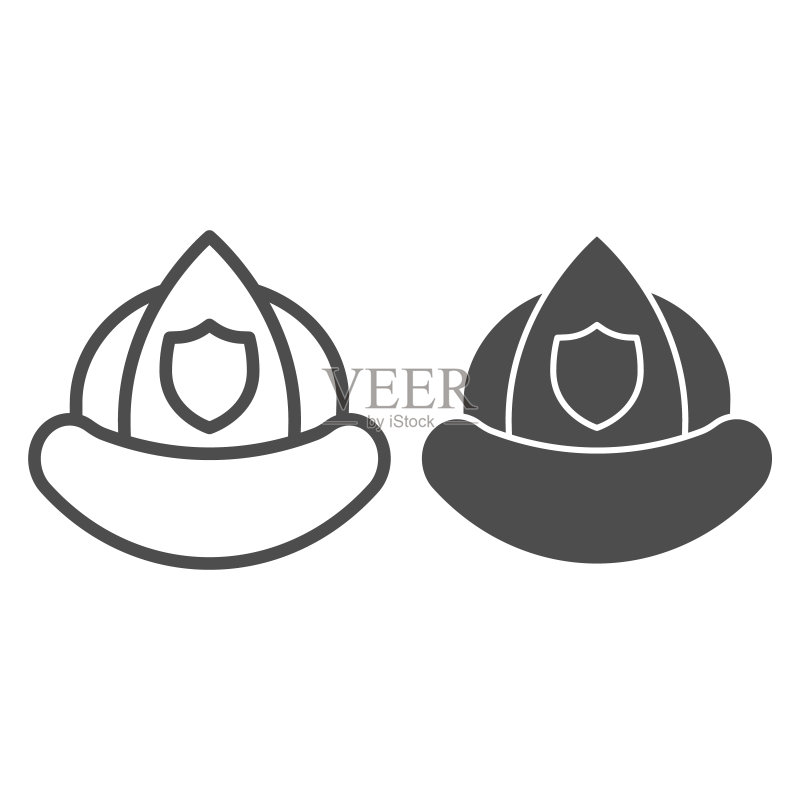 消防员头盔线条图标图标素材