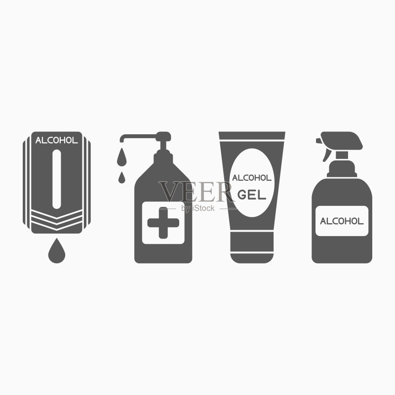 酒精凝胶洗手液套装图标图标素材