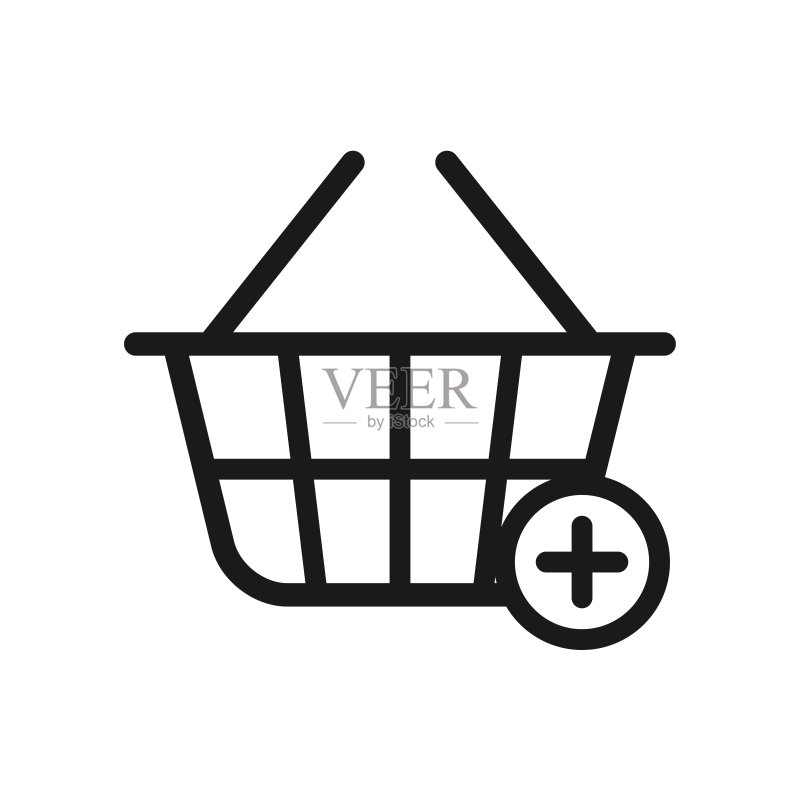 时尚扁平风格矢量logo模板中的购物篮图标图标素材