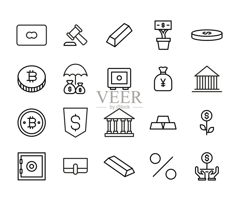 大型金融线条图标合集图标素材