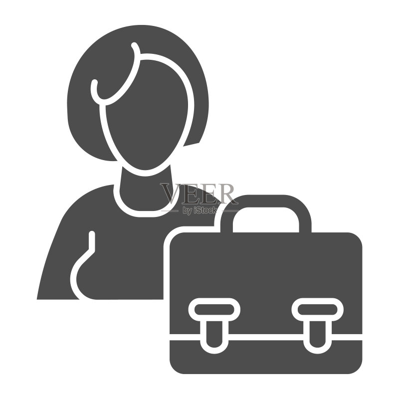 拿着公文包的女人剪影图标图标素材