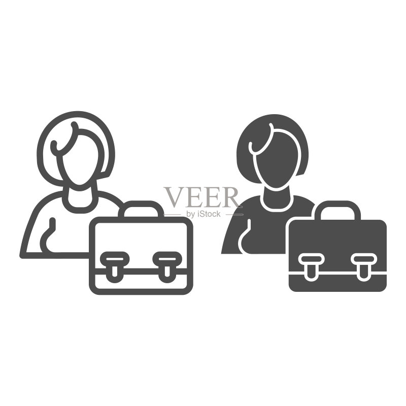拿着公文包的女人轮廓矢量图标图标素材