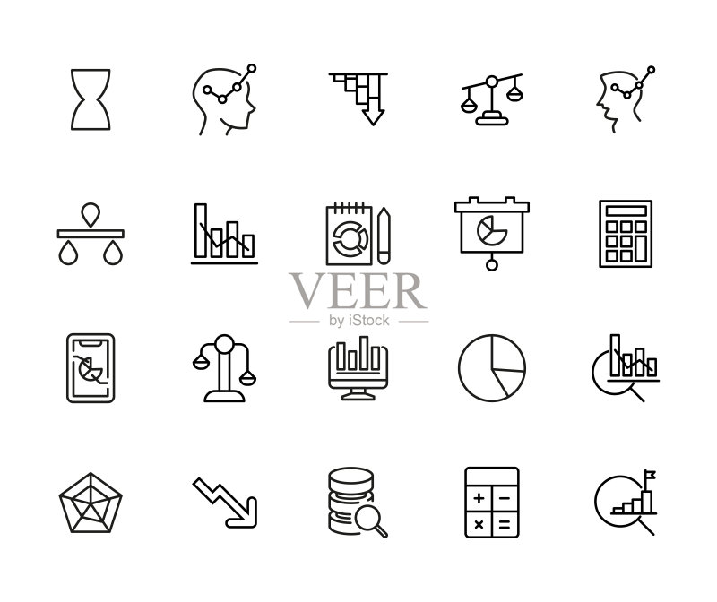 分析学现代细线条图标合集图标素材