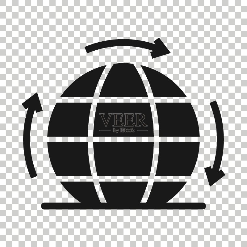 扁平风格的地球行星图标,白色背景上的全球地理矢量图,全球通信商业概念图标素材