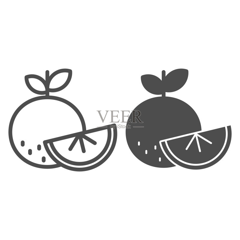 橙子切片线条图标图标素材