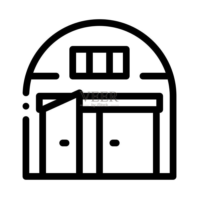 汽车修理厂开启图标矢量轮廓插图图标素材