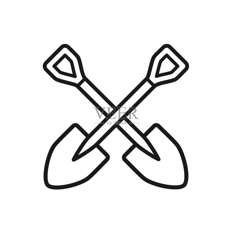 铁锹图标矢量标志模板图标素材