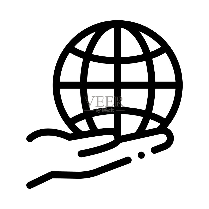 我们手中的行星图标矢量轮廓插图图标素材
