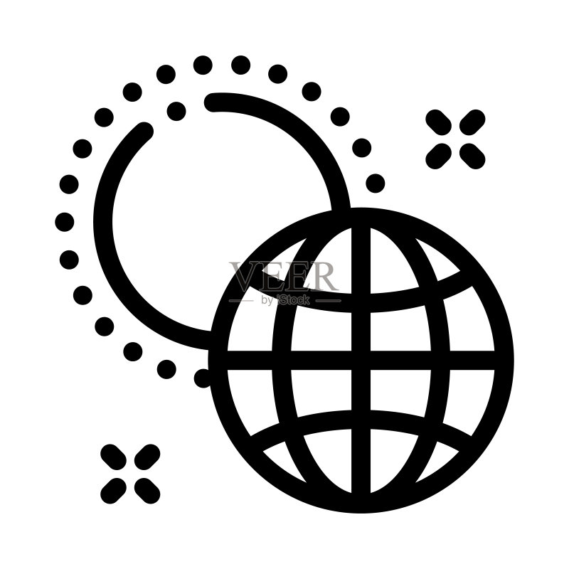 地球绕太阳旋转图标矢量轮廓图图标素材