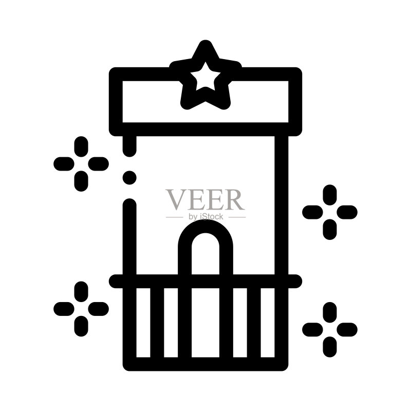 景点控制点图标矢量轮廓插图图标素材