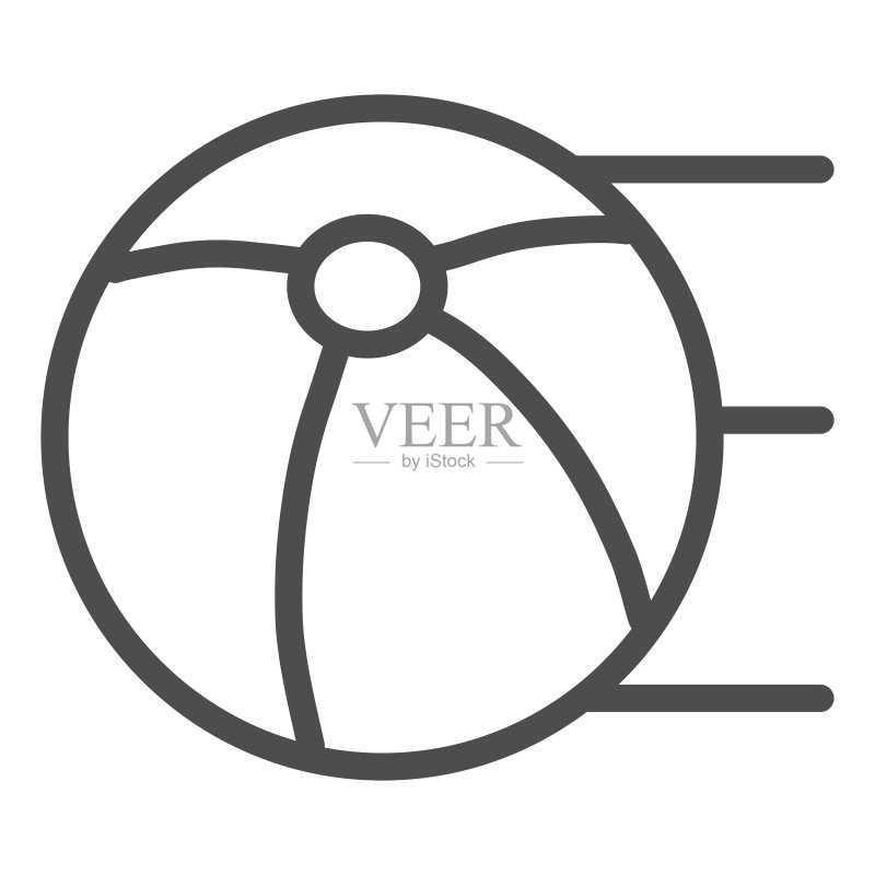 球体线条图标。运动降落伞球体在白色背景上的图示。网页和App适用的沙滩球轮廓设计。EPS 10。图标素材