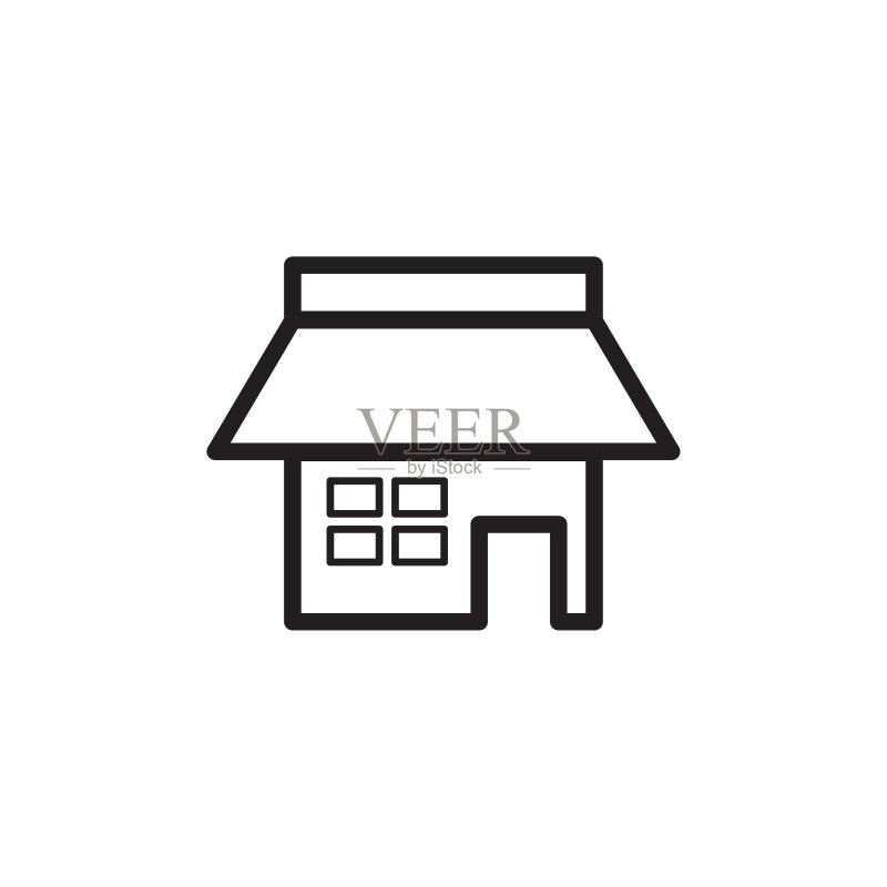 店铺正面图标扁平矢量模板设计潮流图标素材