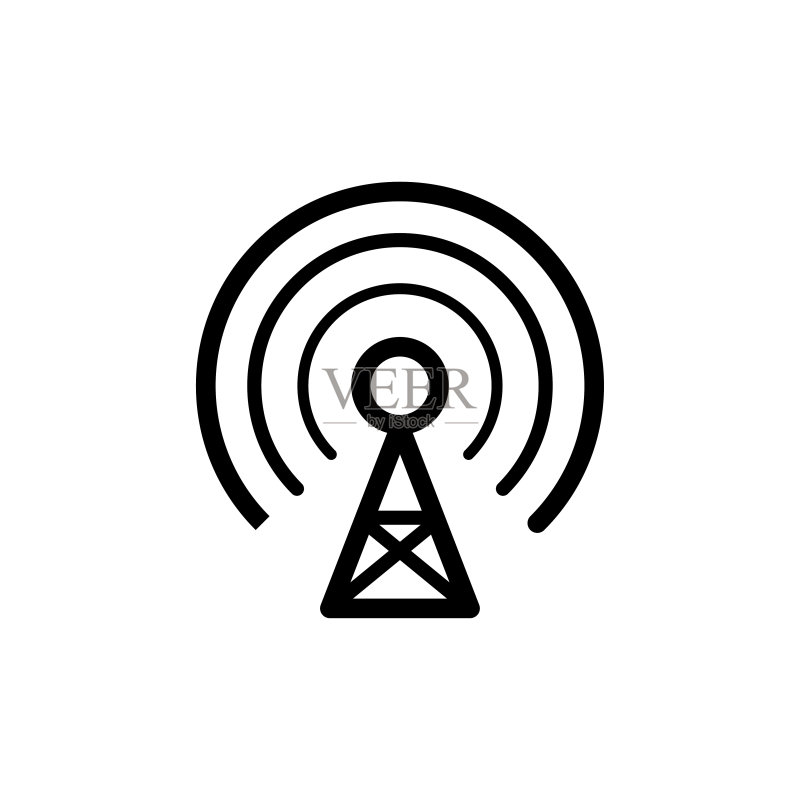 塔楼信号图标扁平矢量模板设计图标素材