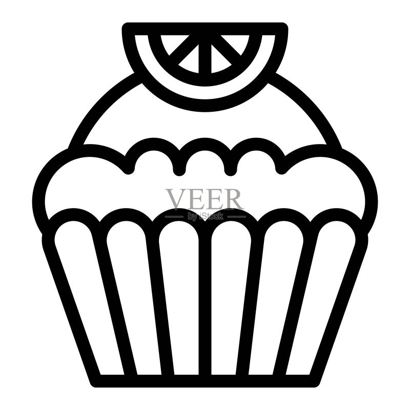 纸杯蛋糕或松饼,烤好的矢量图标图标素材
