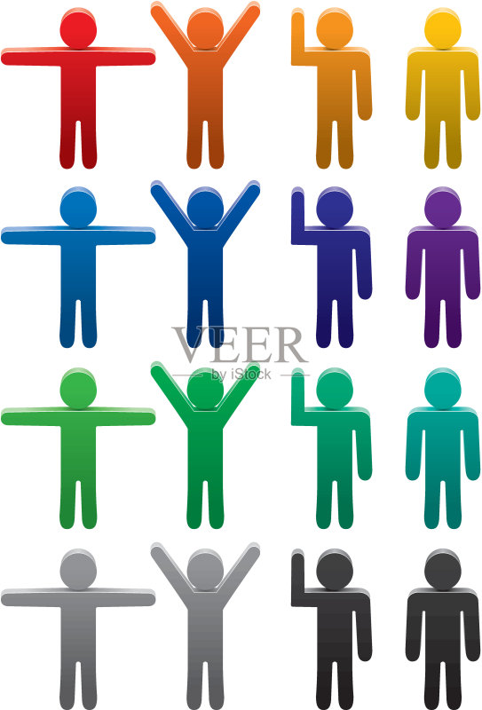 各种姿势的彩色男人符号矢量素材图标素材