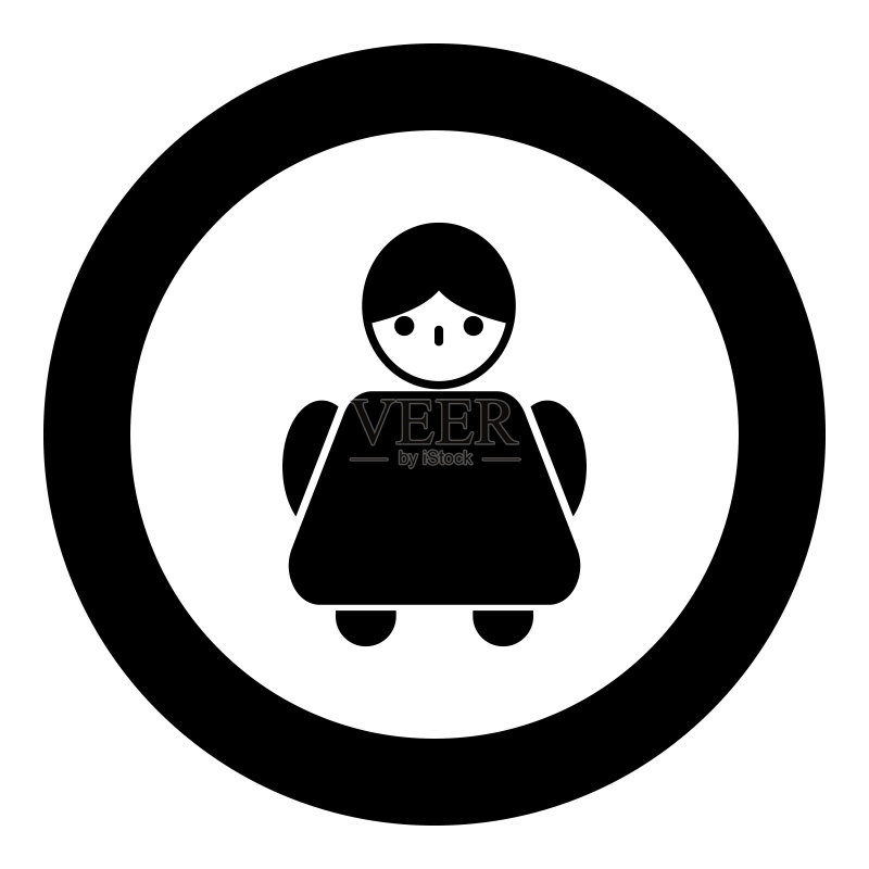圆形黑色老年妇女图标图标素材