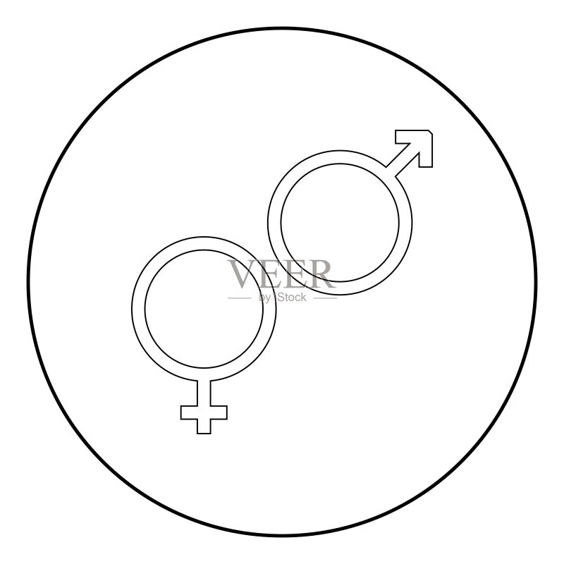 金星和火星圆形黑色图标图标素材