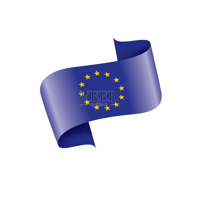 欧盟旗帜,白色背景矢量插图图标素材
