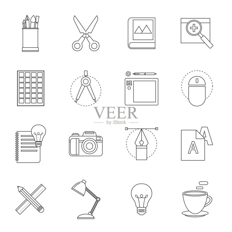 设计师工具细线图标图标素材