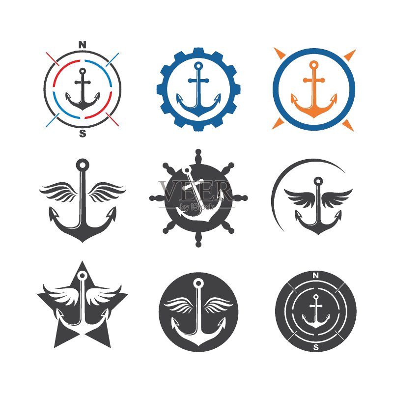 船锚图标Logo矢量插画图标素材
