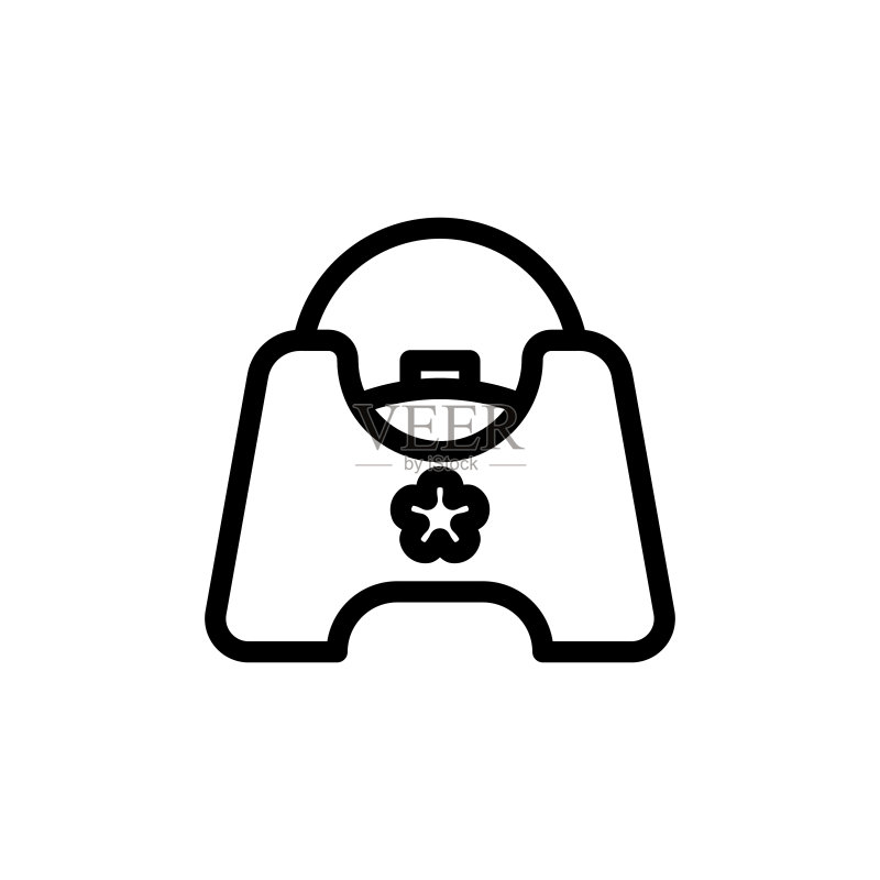 宝宝便盆细线图标。儿童训练便盆矢量标志图标素材