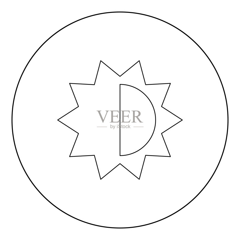 圆形亮度与对比度设置黑色图标图标素材