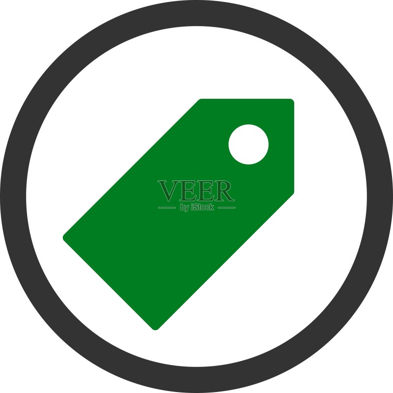 标签 - 扁平绿色和灰色圆形矢量图标图标素材