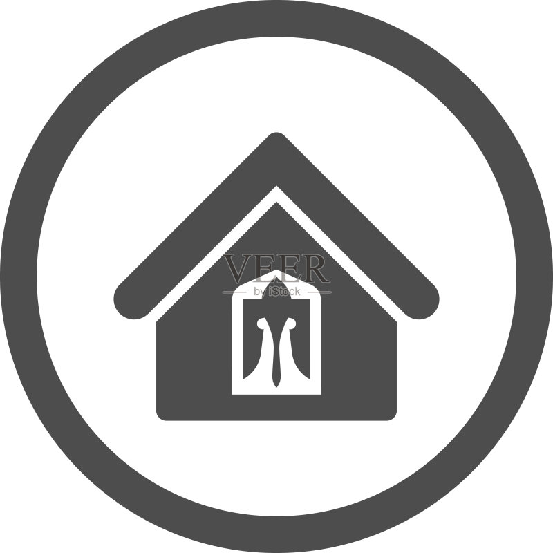 扁平灰色圆形房屋矢量图标图标素材