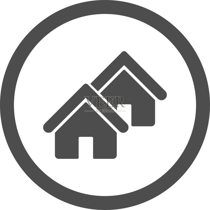 灰色房地产矢量圆形图标图标素材