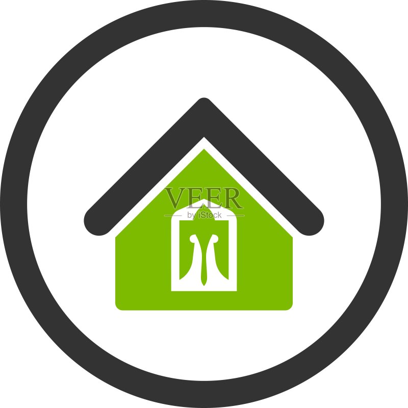 生态绿灰色圆形房屋矢量图标图标素材