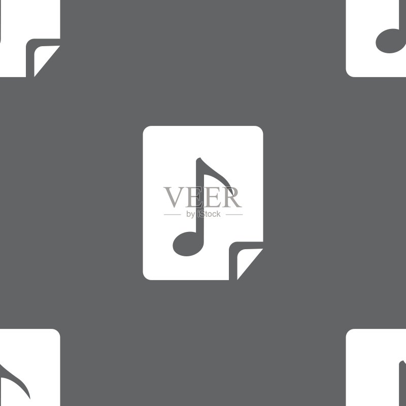 音频MP3文件图标符号灰色背景上的无缝图案矢量图图标素材