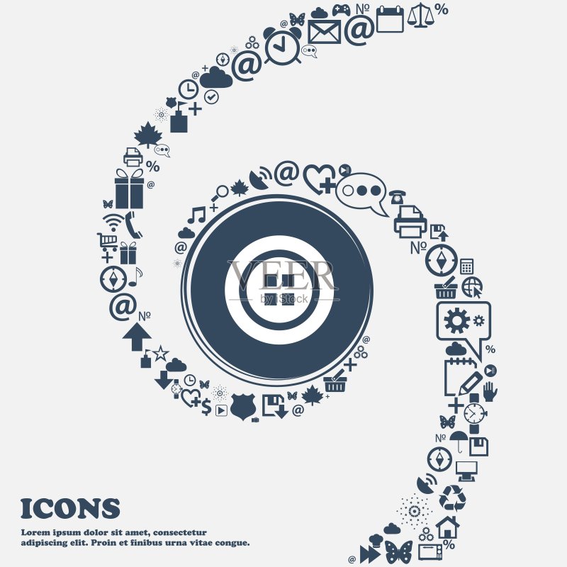 居中的缝纫纽扣与螺旋符号矢量素材,可单独使用图标素材