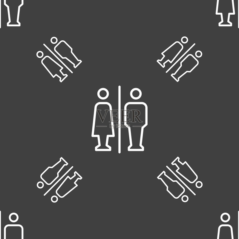 男女洗手间图标灰色背景无缝图案矢量图图标素材