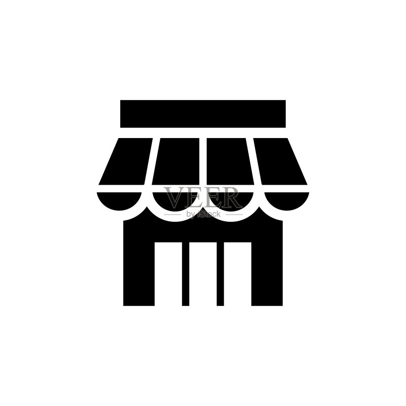店铺正面图标扁平矢量模板设计潮流图标素材