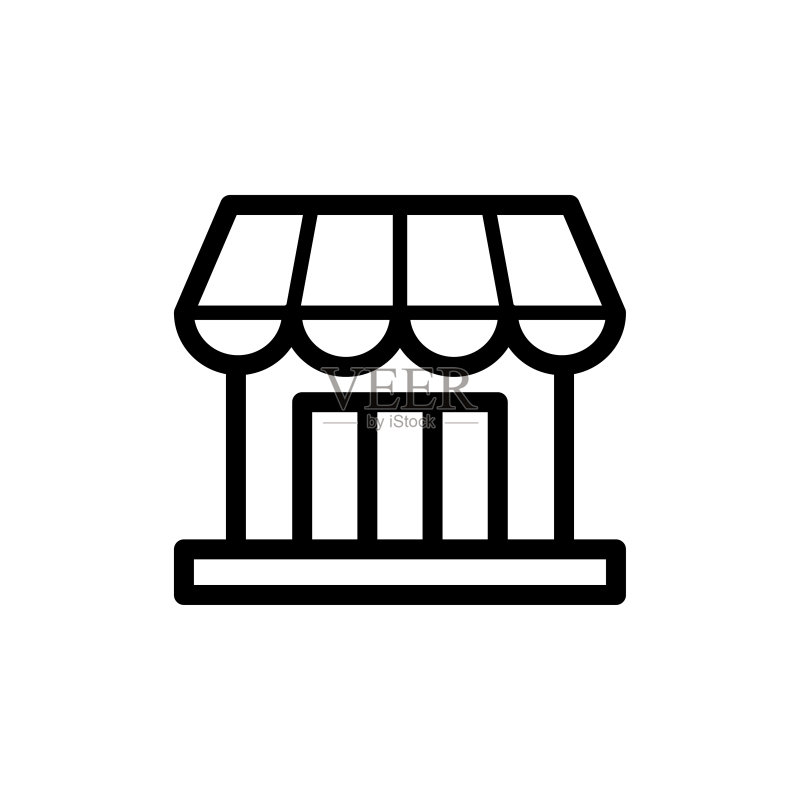 店铺正面图标扁平矢量模板设计潮流图标素材