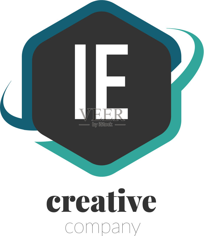 首字母IE,创意六边形设计标志图标素材