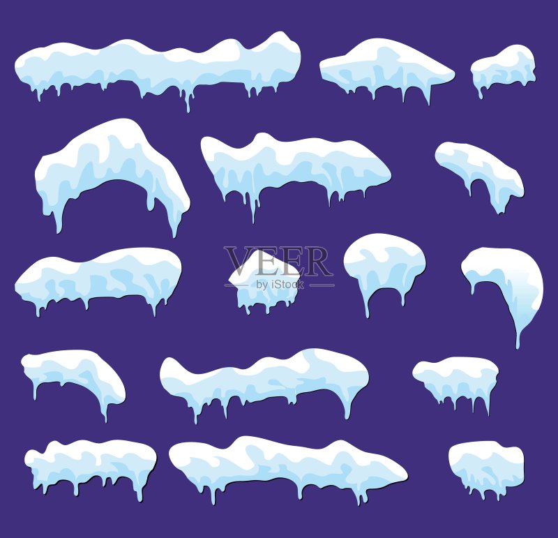 冰柱雪帽漂移矢量符号图标设计套装图标素材