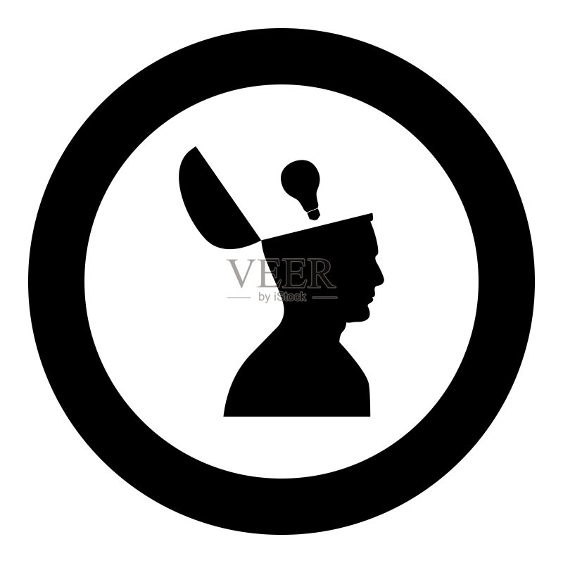 脑洞大开的男人黑色圆形图标图标素材