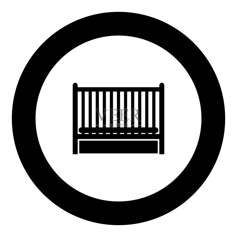 圆形黑色婴儿床图标图标素材
