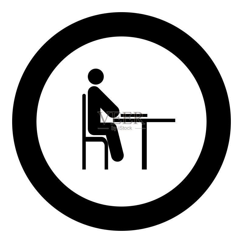 带记事本的男人 - 圆圈中的棍子图标黑色图标素材