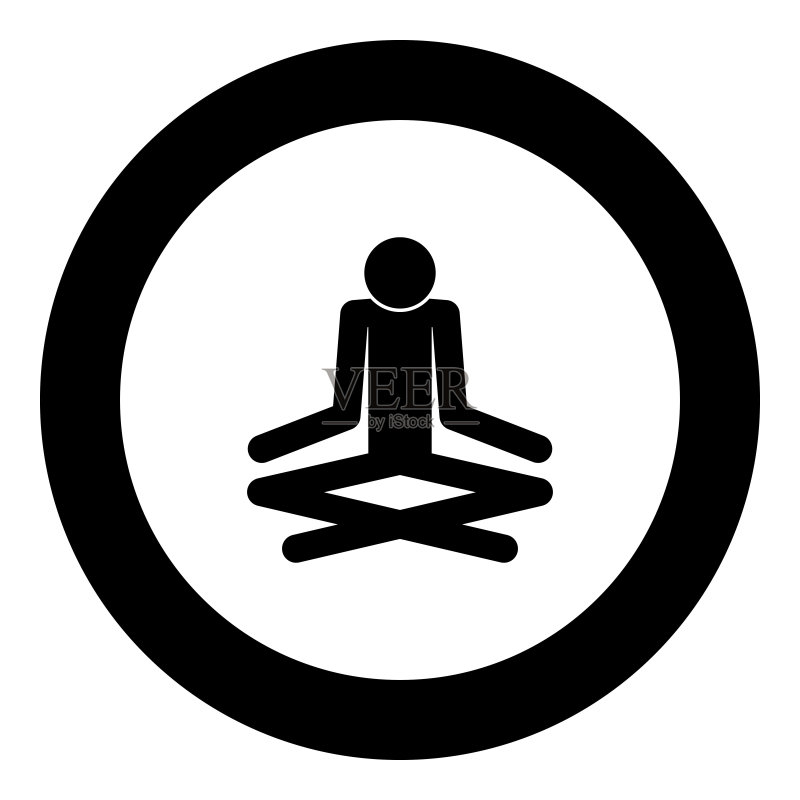 男人瑜伽棍图标黑色圆形图标素材