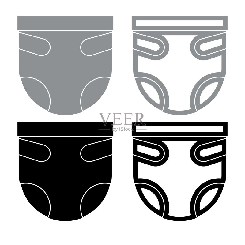 尿布图标集灰色黑色插图图标素材