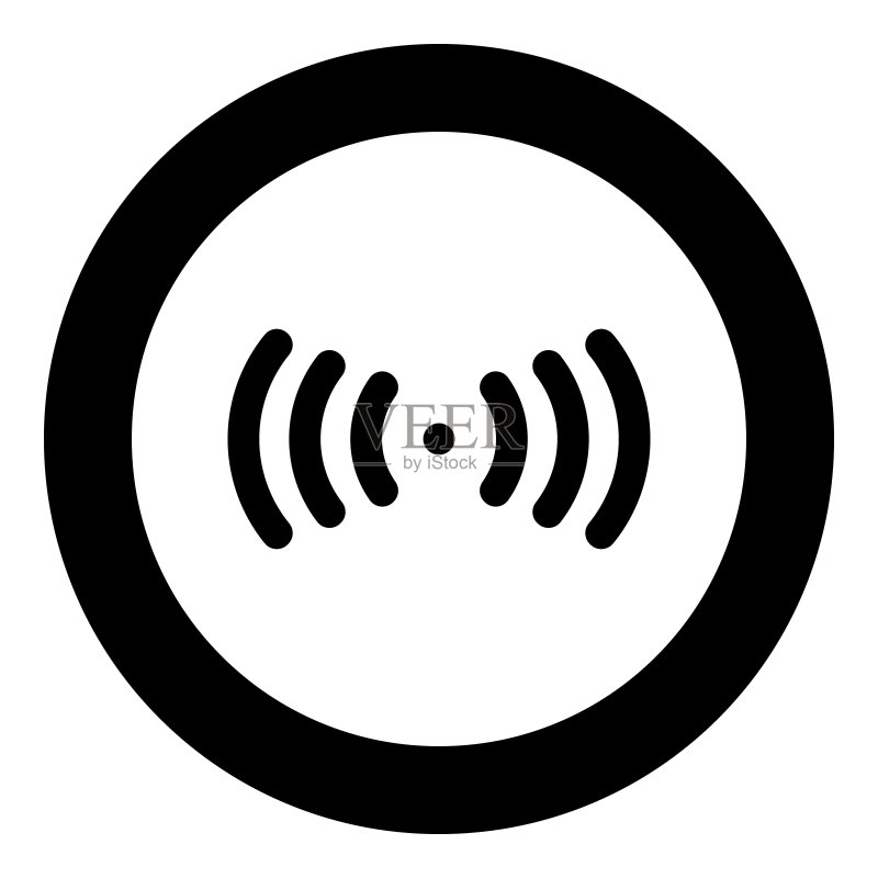 圆形黑色无线电信号图标图标素材