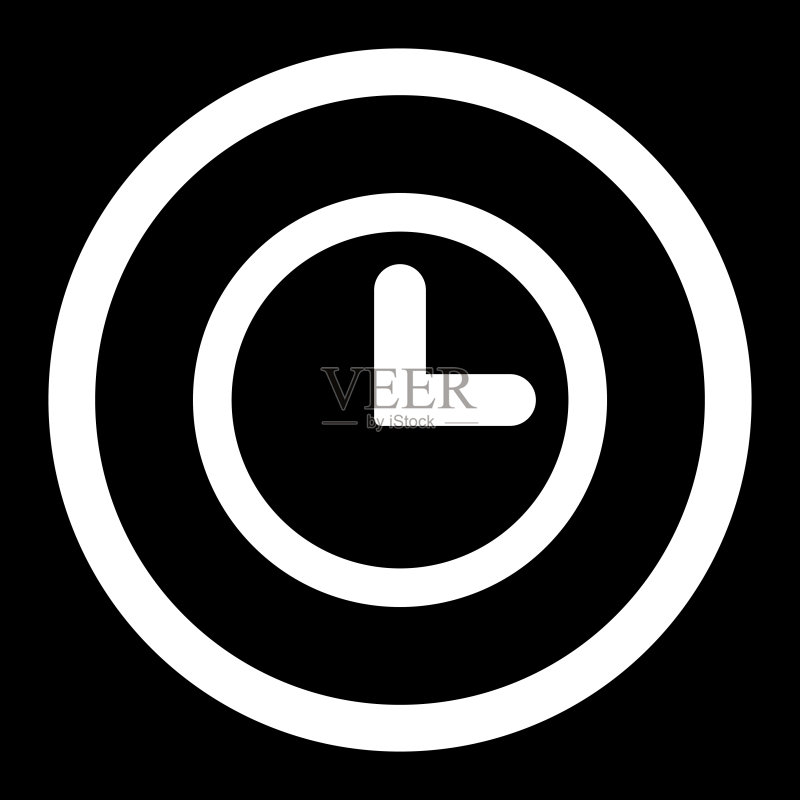 扁平白色圆形时钟矢量图标图标素材