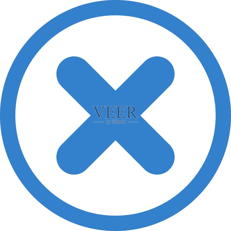 取消扁平钴蓝色圆形矢量图标图标素材