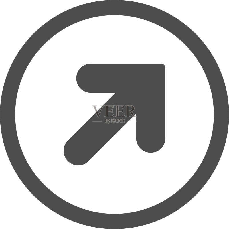 右上箭头扁平灰色圆角矢量图标图标素材