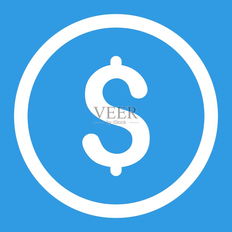 白色美元扁平矢量图标图标素材