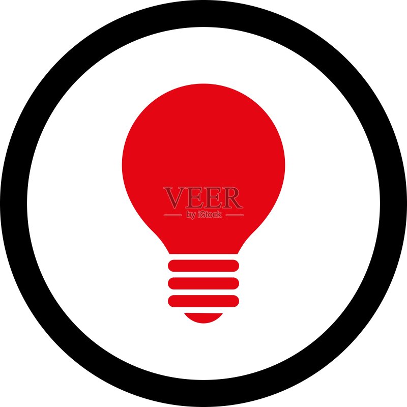 红色和黑色圆形矢量电灯泡图标图标素材