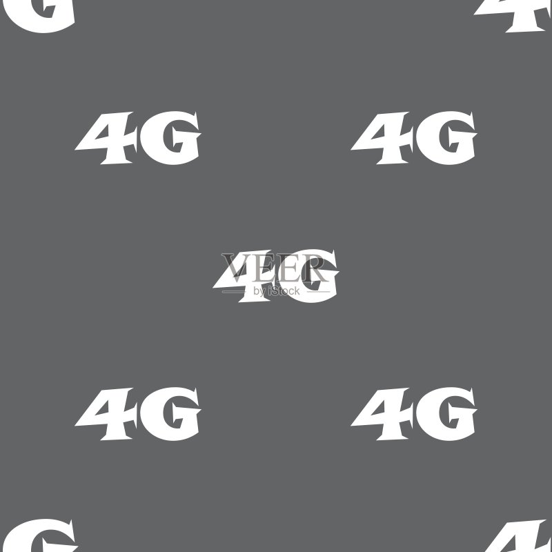 4G标志图标,移动通信技术符号,灰色背景上的无缝图案,矢量图标素材